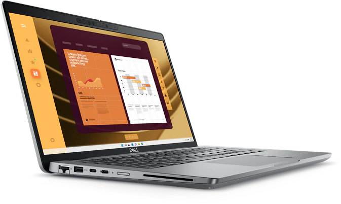 Notebook Dell Latitude 5440 aberto mostrando teclado e tela.